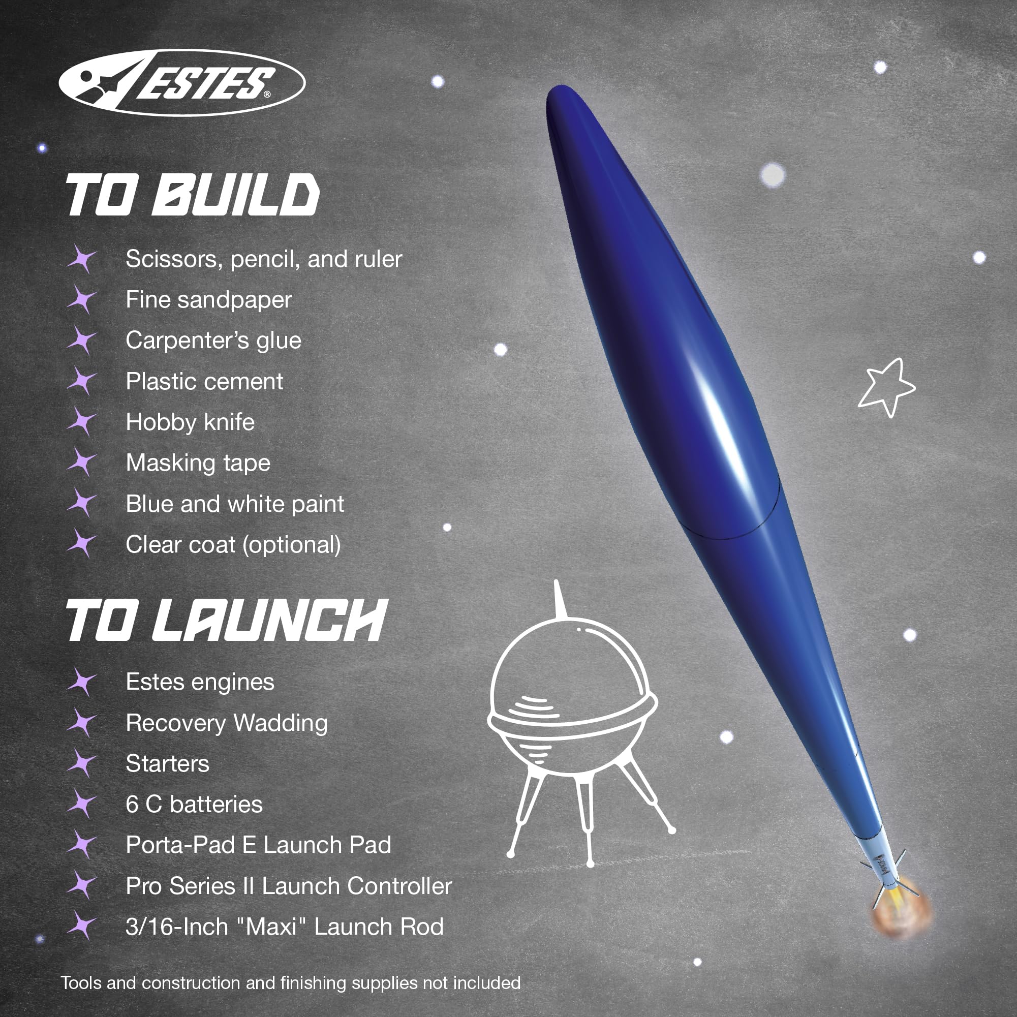 Estes 1295 Mean Machine Rocket-Building Kit, Advanced Flying-Rocket-Model Kit for Ages 10+