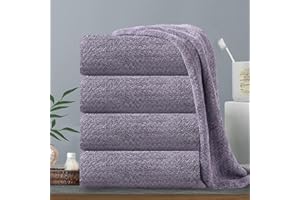 YCOSY 4 Piece Large Bath Towel 35"x70" Oversized Bath Sheet Dark Purple Bathroom Towel Extra Large Bath Towel Set 600GSM Soft Highly Absorbent & Quick Dry Jumbo Bath Towel for Bathroom Beach Chair Spa Hotel