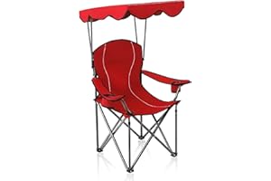 ALPHA CAMP Camp Chairs with Shade Canopy Chair Folding Camping Recliner Support 350 LBS