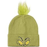 Bioworld The Grinch Grinch Eyes Embroidery and Faux Hair Acrylic Knit Cuff Beanie