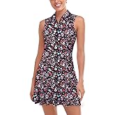 Misyula Tennis Dresses for Women,Athletic Dress with Shorts 2Pockets Zip Up Polo Sleeveless Golf Workout Dress(XS-XL)