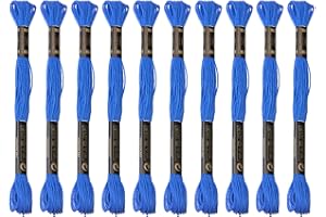 TIBOO DAY 12 Skeins Embroidery Cotton Floss is 100% Egyptian Long Fiber Cotton of 8.75yds Each Cotton Cross Stitch Thread for Hand Embroidery DIY Creation and Friendship Bracelet String. (12, Blue)