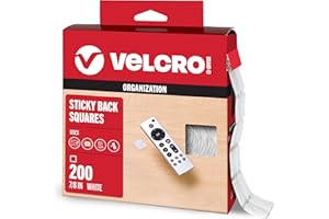 VELCRO Brand Mounting Squares | Square Dots with Adhesive 200pk, 7/8" White | Sticky Back Hook and Loop for Teacher Supplies, Office Organization (30705)