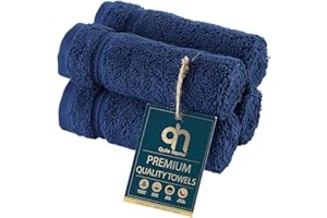 Qute Home 4-Piece Washcloths Towels Set, 100% Turkish Cotton Premium Quality Towels for Bathroom, Quick Dry Soft and Absorbent Turkish Towel, Set Includes 4 Wash Cloths Navy Blue