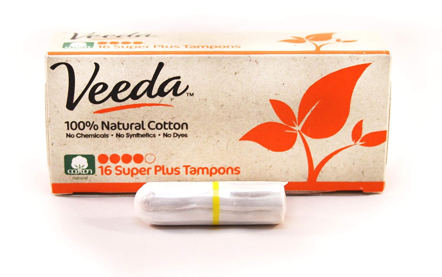 Veeda Natural AllCotton Tampons, Super Plus, NonApplicator, 16 Count
