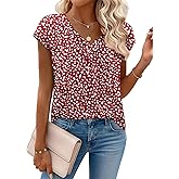 Zeagoo Womens Tops Short Sleeve V Neck Shirts Summer Dressy Casual Business Clothes Work Blouses Fashion Clothing Outfits