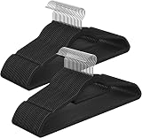 SONGMICS Velvet Hangers Set of 20 Non-Slip 360° Hook 0.6 cm Thick Black