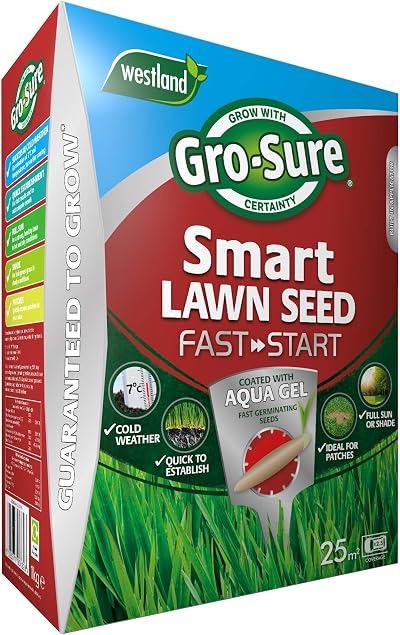 Gro-Sure Aqua Gel Coated Fast Start Smart Grass Lawn Seed 1 kg 25 m2 Blue