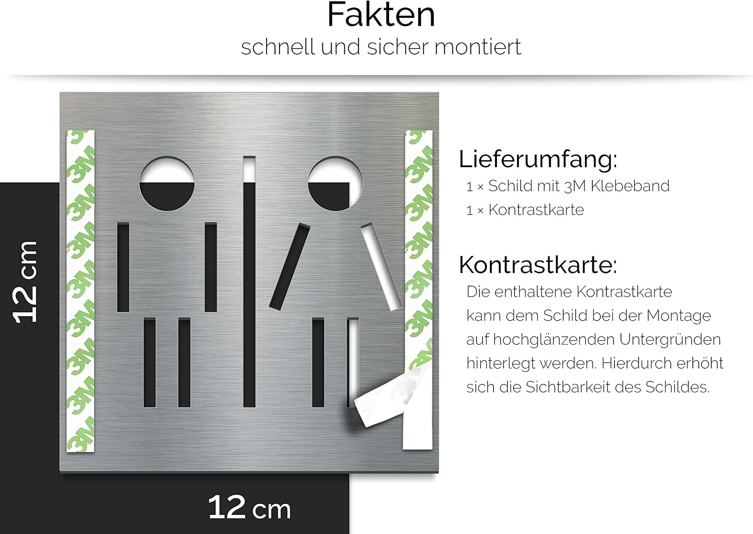INOXSIGN Toilet Sign C05 ? Unisex Toilet Sign ? Self-Adhesive Stainless Steel Door Sign for Toilet and Bathroom ? Clear and Tool Installation ? Toilet Sign ? Made in Germany - Image 5