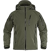 TACVASEN Men's Rain Jacket Tactical Military Hoodie Waterproof Windbreaker Softshell Winter Fleece Coats Hiking Outdoor