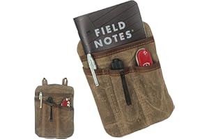 PINKEESEA EDC Pouch 6 Pockets Protector with Loop Waxed Canvas and Leather Pocket Organizer Mini Pouch for Men (Vintage Brown)