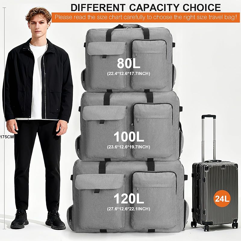 Bolsa de Viaje Plegable 100L con Compartimento para Zapatos, Resistente al Agua y al Desgarro. Bolso de Viaje para Hombre y Mujer, Ideal para Viajes, Mudanzas y Fines de Semana