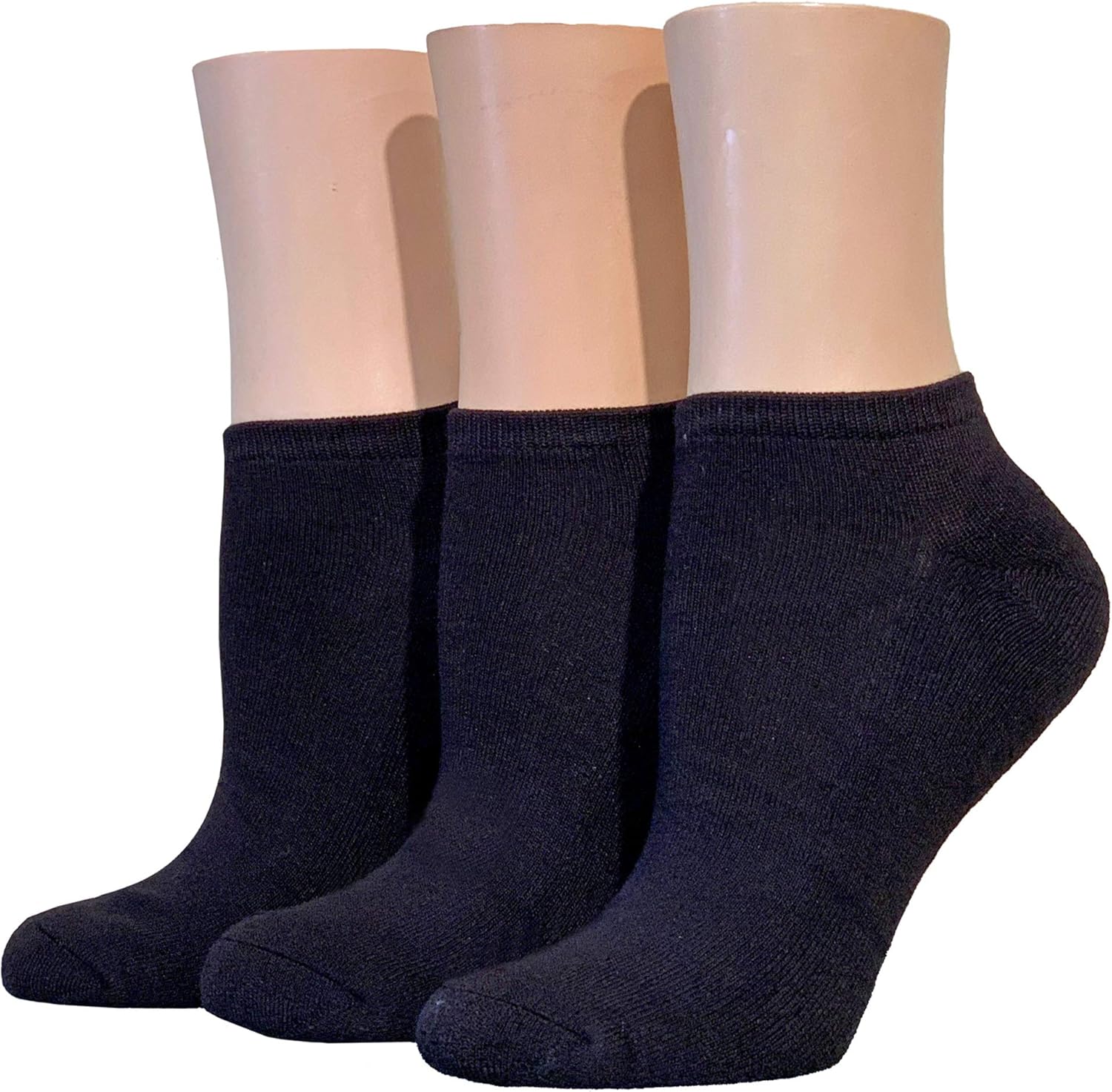 Legale Women's Pillow Sole Low Cut Socks 3 Pair (Black) at Amazon Women