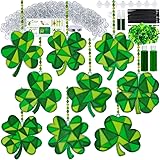 Winlyn 27 Sets St. Patrick's Day Shamrock Suncatchers Ornaments Decorations DIY Window Paint Art Suncatchers St. Pat's Craft 