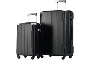 Merax Luggage Sets of 2 Suitcases With Wheels Expandable Lightweight, TSA Lock, Hardside Spinner Carry On Luggage, 20 28 inch Black …