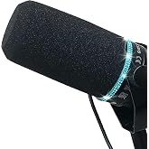 RhymKawa Windscreen for Shure SM7B/SM7dB with Rhinestone Ring, Black/Cyan | Color-matched studio accent for podcasts, streaming, vocals and gaming; two-piece set, microphone not included