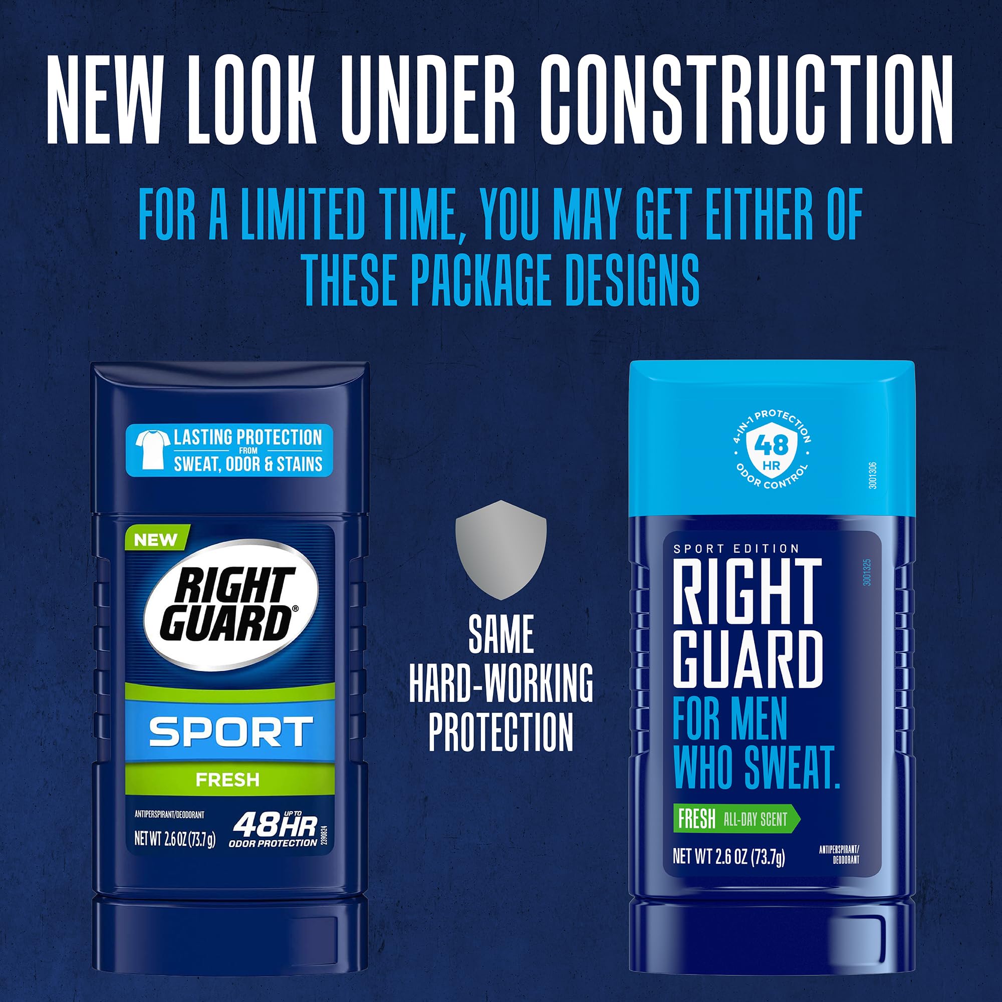 Right Guard Sport Fresh Scent Antiperspirant & Deodorant Invisible Solid - 4-in-1 Deodorant For Men, Blocks Sweat, 48-Hour Odor Protection, Quick-Drying, & Long-Lasting, 2.6 oz (6 Pack)