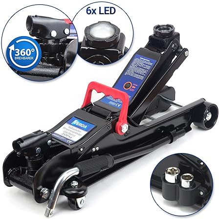 Wagenheber 2,5 T Rangierwagenheber LED Tief Hubhöhe 80mm-365mm VERDA SN3253