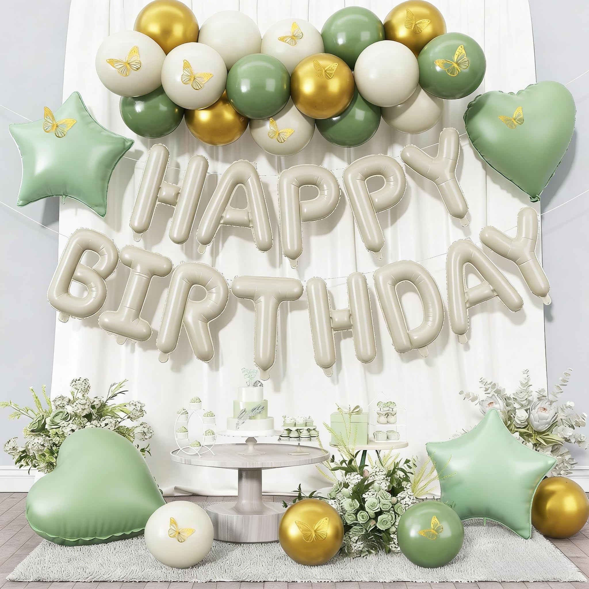 Birthday Balloons Reusable - Quick Inflate 16 Inch Letter & Star Balloons Set for Party Decorations, No Leak Design with Ribbon & Dots