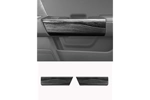 Savadicar Black Wood Grain Interior Accessories - Rear Door Handles Trim Cover for Ford F150 (2021-present) - Premium Texture