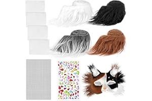 Dreamtop Therian Mask DIY Kit - Faux Fur Fabric Self Adhesive Felt Sheet with Furs Eye Meshes Gem Sticker