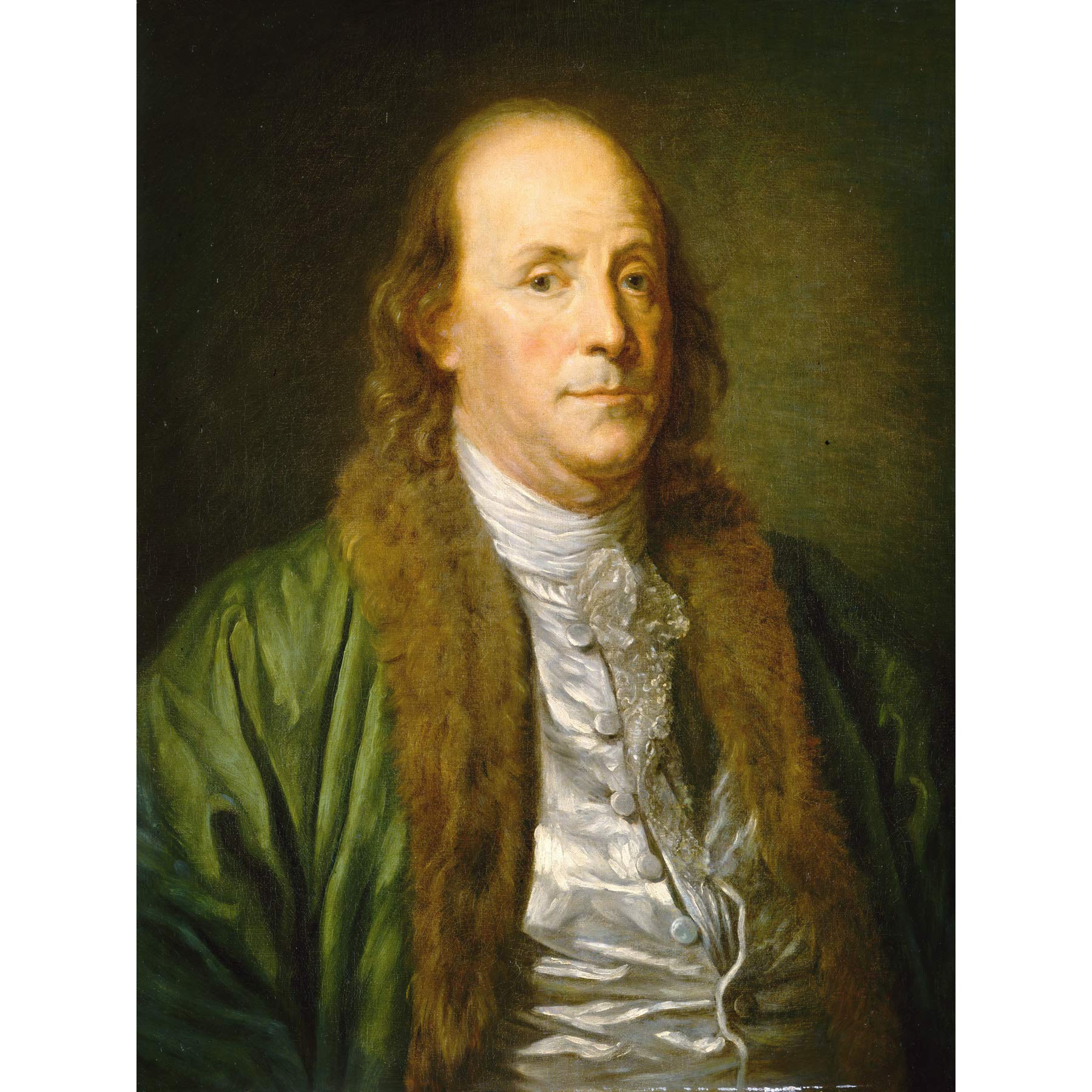 Greuze Portrait Benjamin Franklin American Painting Extra Large Wall Art Print Premium Canvas Mural