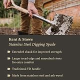 Kent & Stowe Stainless Steel Digging Spade Ash Wood Handle view 2
