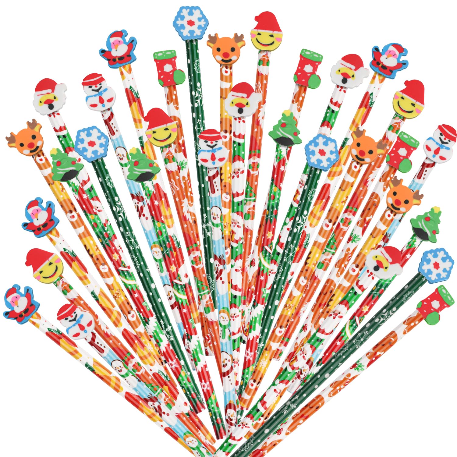 VEYLIN 32pcs Christmas Themed Pencil Set, Christmas Pencils with eraser tips Incentive Gift Christmas Stocking Stuffers for Children — image 1