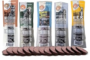 PEARSON RANCH SINCE 1959 PEARSON RANCH Wild Game Sausage Sampler - Elk, Bison, Venison, Wild Boar, & Fender Blend (Rabbit, Alligator, Venison, Elk, Bison) Exotic Meat, Summer Sausage Gift