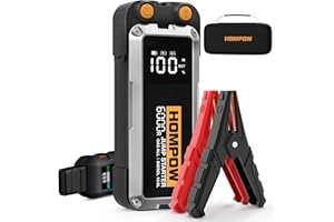 HOMPOW Jump Starter, 6000A Peak Portable 12V Car Battery Charger for All Gas and Up to 12L Diesel Engine, 28000mAh Jump Box with LED Light, USB, and LCD Screen