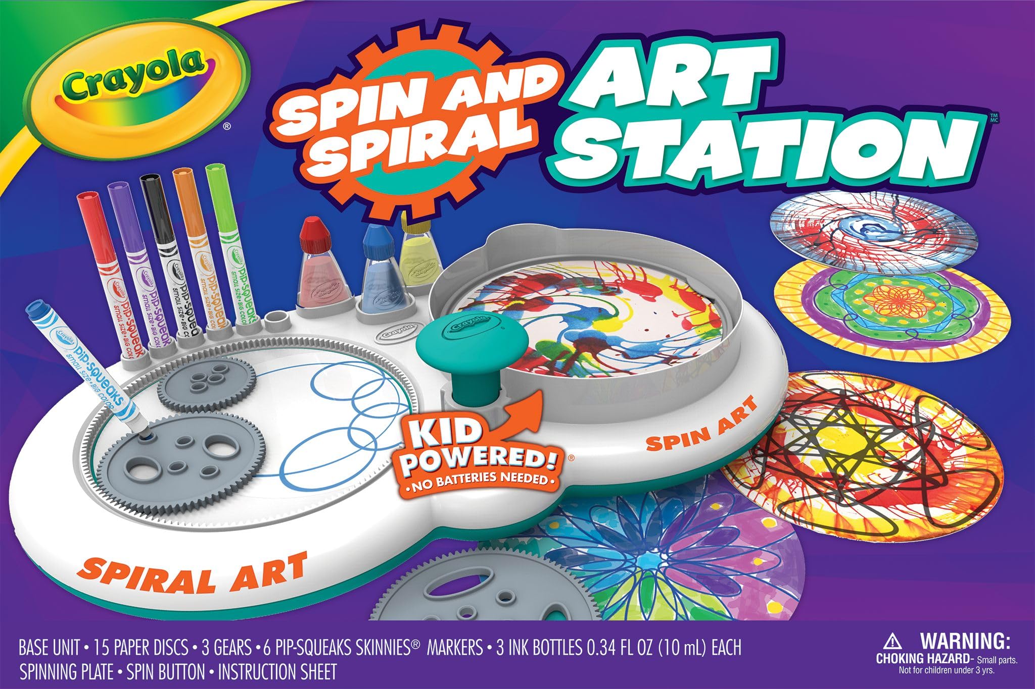 CRAYOLA Spin N Spiral Art Station | 2-in-1 Art Station with Storage | Create Spiro Art and Spin Inky Designs | Ages 6+