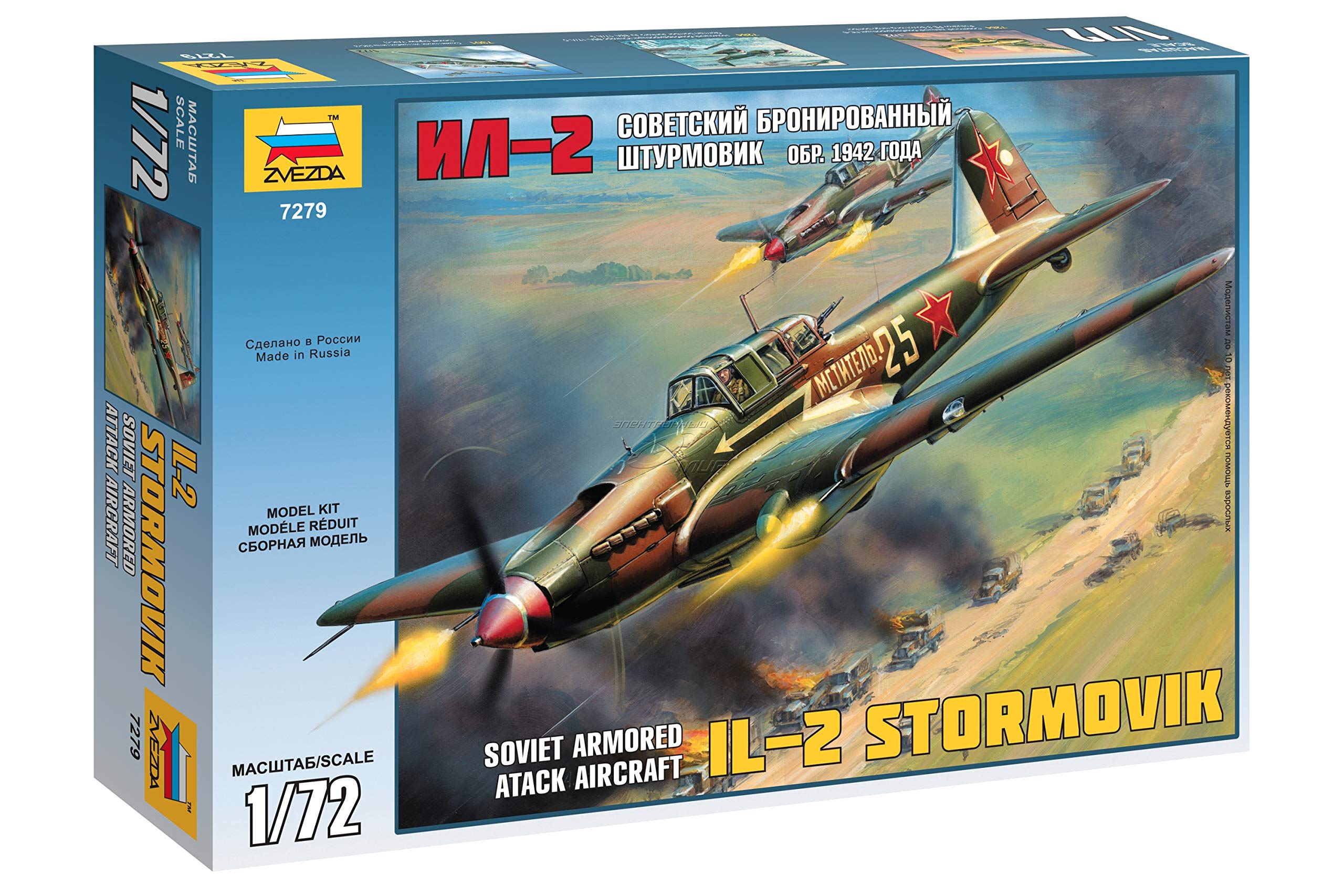 Zvezda,1:72,Ilyushin IL-2M Soviet WWII Ground Attack Aircraft,# 7279,