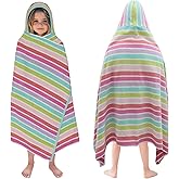ORIGINAL KIDS Hooded Bath Towel Wrap - 100% Cotton Terry Large Oversized Hooded Kids Towel - Toddler Shower Pool Beach Towel - Super Soft Plush Absorbent Quick Dry Easy Care Gift - 30x60 - Pink Multi