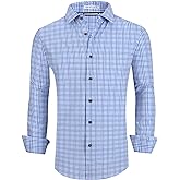 Alex Vando Mens Button Down Shirts Wrinkle Free 4-Way Stretch Print Business Casual Shirt