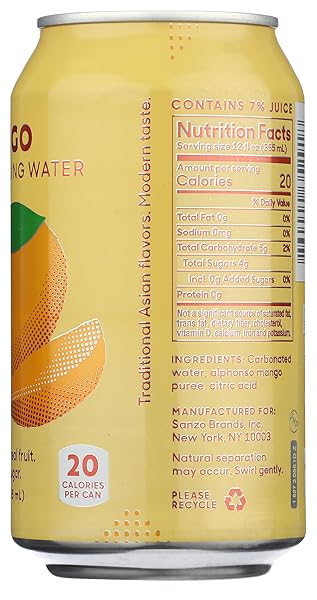 SANZO MANGO SPARKLING WATER, 12 FZ