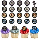 Monster Jam Rings, 24 Monster Truck Cupcake Toppers, Bright Colorful Truck Tire Cupcake Decorations, Food Safe - 24 Pack