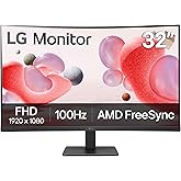 LG 32MR50C-B Curved Monitor 32-Inch FHD 100Hz AMD FreeSync OnScreen Control Dynamic Action Sync Black Stabilizer Tilt Stand (HDMI) - Black