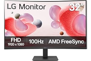 LG 32MR50C-B Curved Monitor 32-Inch FHD 100Hz AMD FreeSync OnScreen Control Dynamic Action Sync Black Stabilizer Tilt Stand (HDMI) - Black