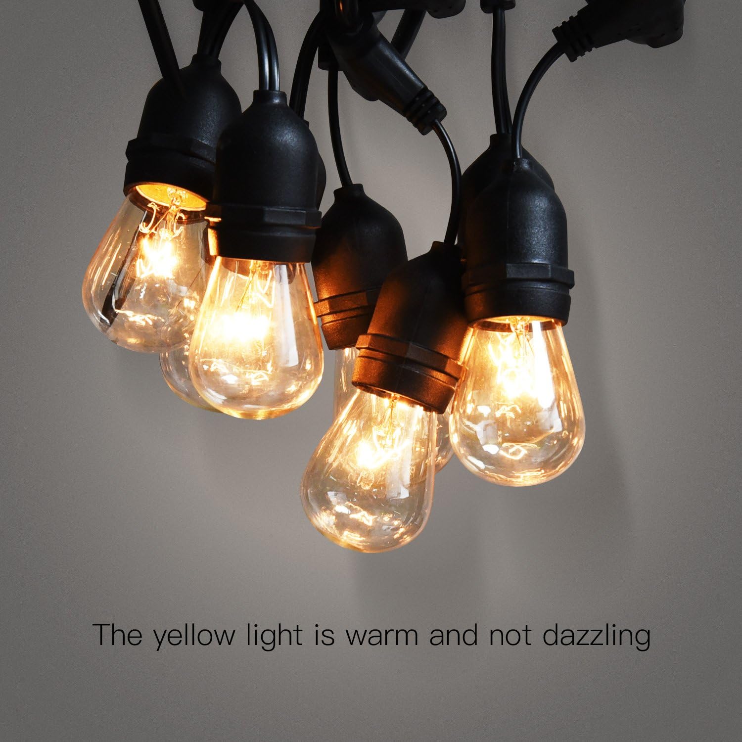 UL Approval 52FT Outdoor String Lights SUPERDANNY - Commercial Grade Weatherproof 30 Bulbs and 30pcs (6 for Spare) Edison Vintage Bulbs with Zip Ties for Patio Porch Garden Backyard Cafe Wedding Party: Home Improvement
