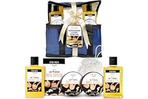 SpaLife Luxury Spa Skincare Sandalwood Gift Set for Men | Mens Body Wash Gifts | Mens Gift Set for Bath and Body | Christmas Gifts for Men | Cleansing, Moisturizing, Exfoliating | 7-Piece Bundle