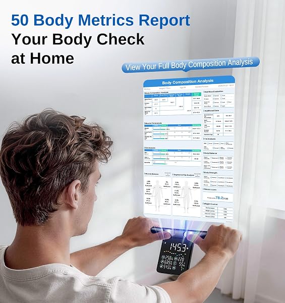 GE SMART SCALE FOR BODY WEIGHT: 8-ELECTRODE FULL BODY COMPOSITION ANALYSIS WITH BMI, BODY FAT, MUSCLE MASS, DIGITAL BATHROOM SCALE WITH LARGE HANDLE DISPLAY, BLUETOOTH APP SYNC, BLACK
