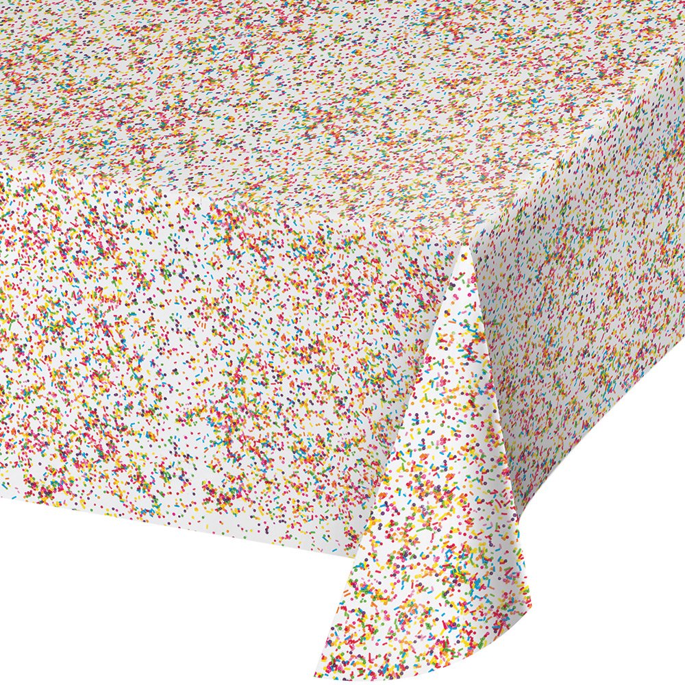 Creative Converting All Over Print Plastic Tablecover, 54 x 102, Sprinkles, Table Cover, 54-Inch x 108-Inch