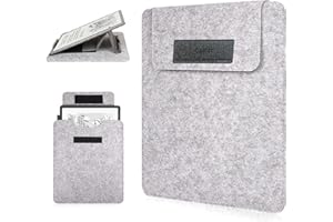 Caweet Protective Sleeve Case for 11” Kindle Scribe – Fits Colorsoft 1st Gen & 3rd Gen 2025 Release, Premium PU Leather with Foldable Stand, Grey