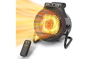 RISEON Outdoor Heaters for Patio, 1500W Electric Garage Heater with Remote 3S Fast Heating, Overheat Protection, Thermostat PTC Ceramic Heater with 3 Modes for Greenhouse, Camping Tent Indoor Use
