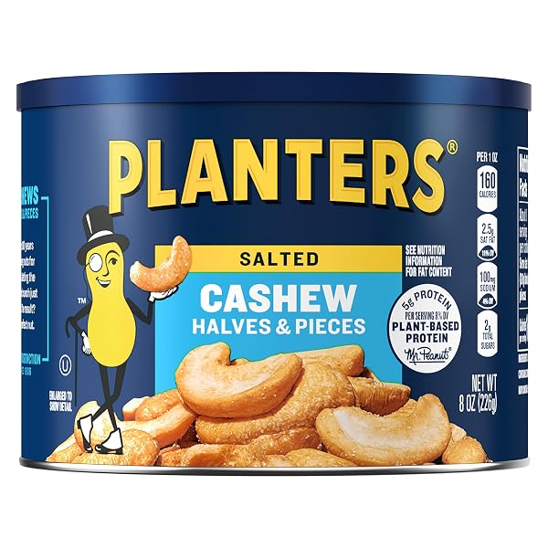 PLANTERS SALTED CASHEW HALVES & PIECES, PARTY SNACKS,...