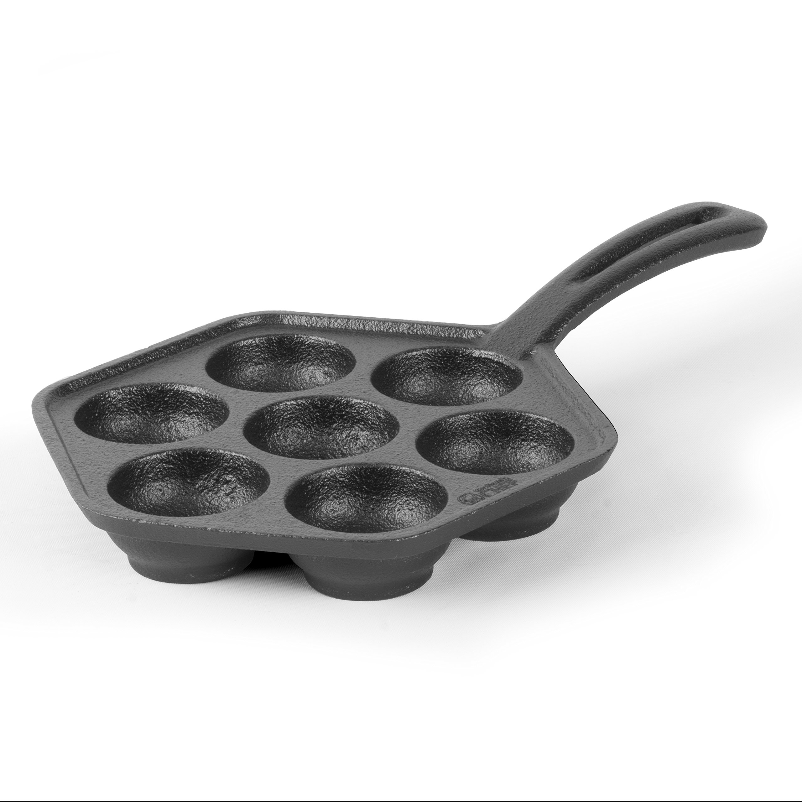 Photo 1 of Commercial CHEF Cast Iron Danish Aebleskiver Pan, Preseasoned Cast Iron Cookware for Pancake Puffs, Makes 7 Pancake Balls