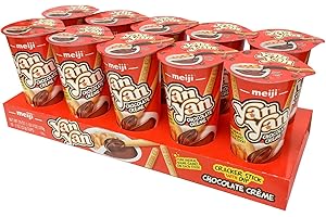 KIKKOMAN Meiji Yan Yan Dipping Sticks, Chocolate Crème - 2 oz, Pack of 10 - Cracker Sticks with Fun Animals Phrases
