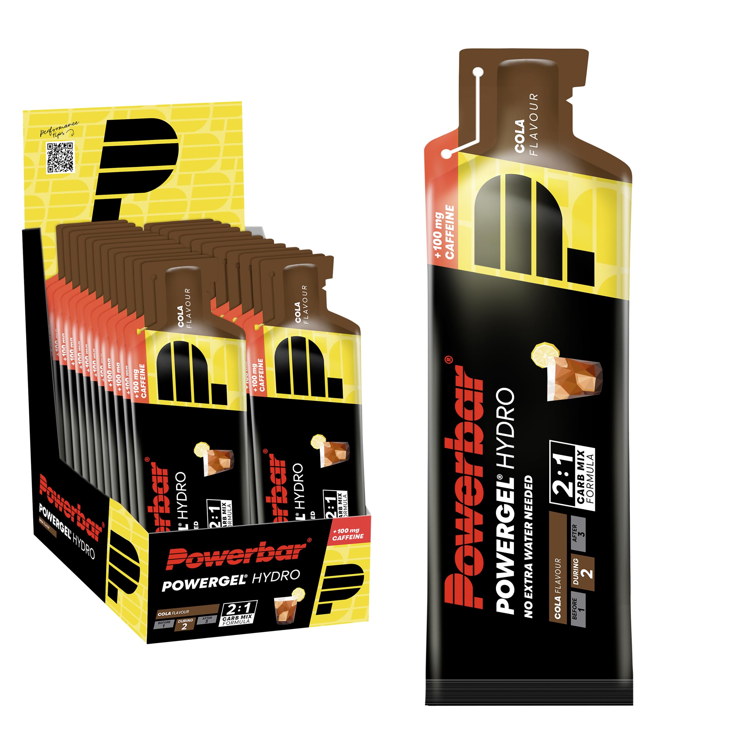 Powerbar - PowerGel Hydro - Cola - 24x67ml - High Carb Energy Gel - Sodium - 100mg Caffeine