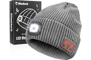 Hinshark Stocking Stuffers for Men, LED Bluetooth Beanie Hat, Mens Gifts for Christmas, Cool Gadgets for Men, Dad Grey