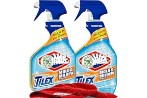 ZompoZ Tile Mold & Mildew Remover, 32 Oz, Pack of 2, No Scrubbing Bathroom Cleaner, All-Around Stain Remover Spray for Tubs, Shower Doors, Vinyl Shower Curtains, Mircofiber Cleaning Cloth
